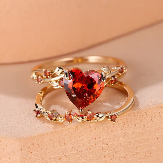 Redvine Hjerte Accent Ring Sæt | Guld