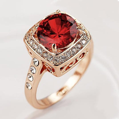 Rubin Halo Statement Ring | Roséguld