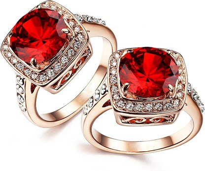 Rubin Halo Statement Ring | Roséguld