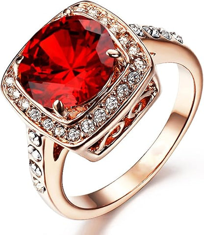 Rubin Halo Statement Ring | Roséguld