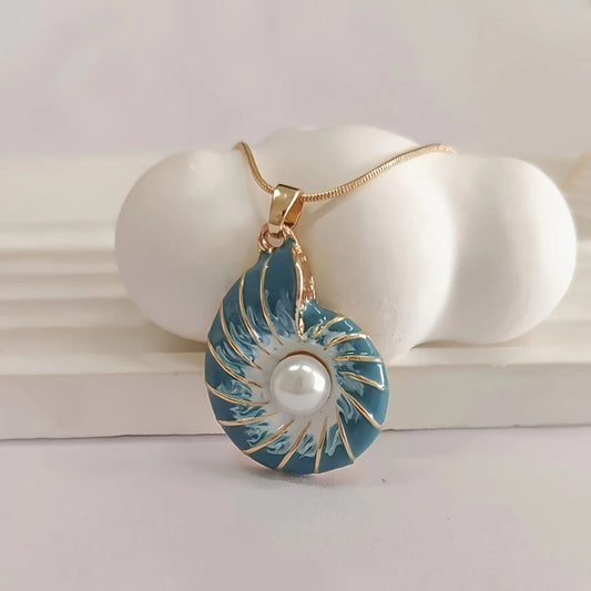 Seashell Perle Guld Halskæde