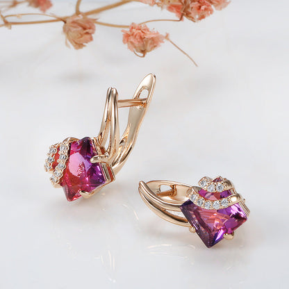 Crimson Firkantet Krystal Øreringe | Rosegold