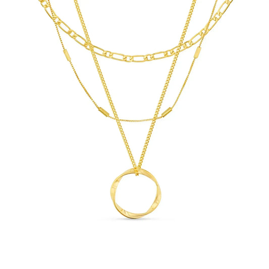 Åben Circle Three Row Halskæde | Guld