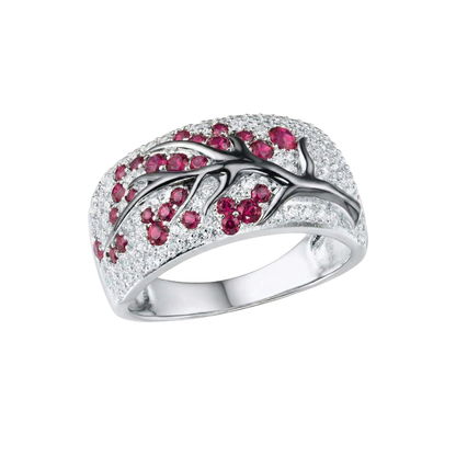 Rubin Blossom Tree Ring | Hvidguld