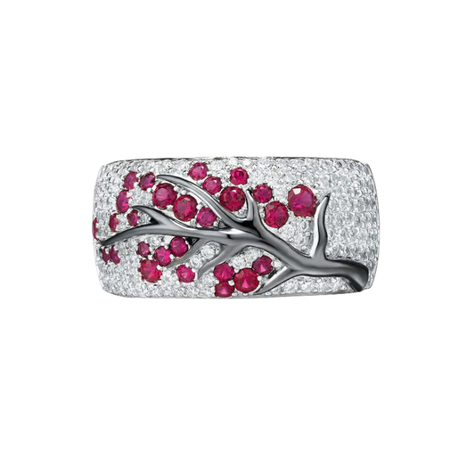Rubin Blossom Tree Ring | Hvidguld