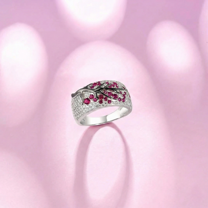 Rubin Blossom Tree Ring | Hvidguld