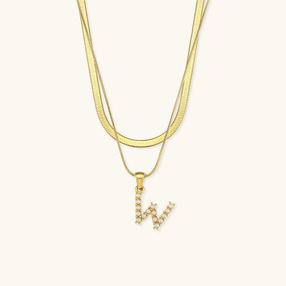 Fiona Lagdelt Guld Initial Bogstavhalskæde