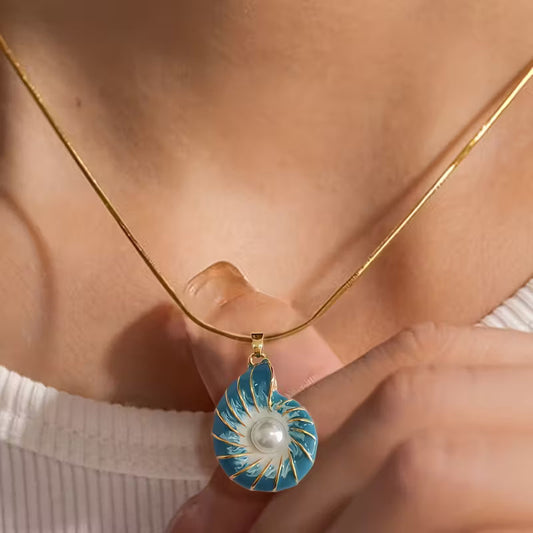 Seashell Perle Guld Halskæde