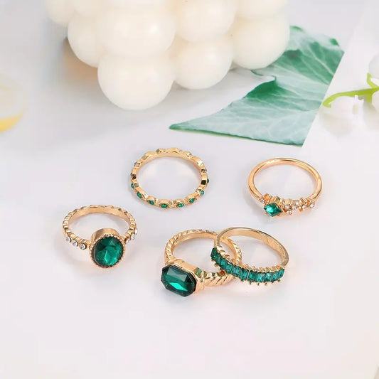 Zarina Exquisite Smaragd Ring Sæt | Guld